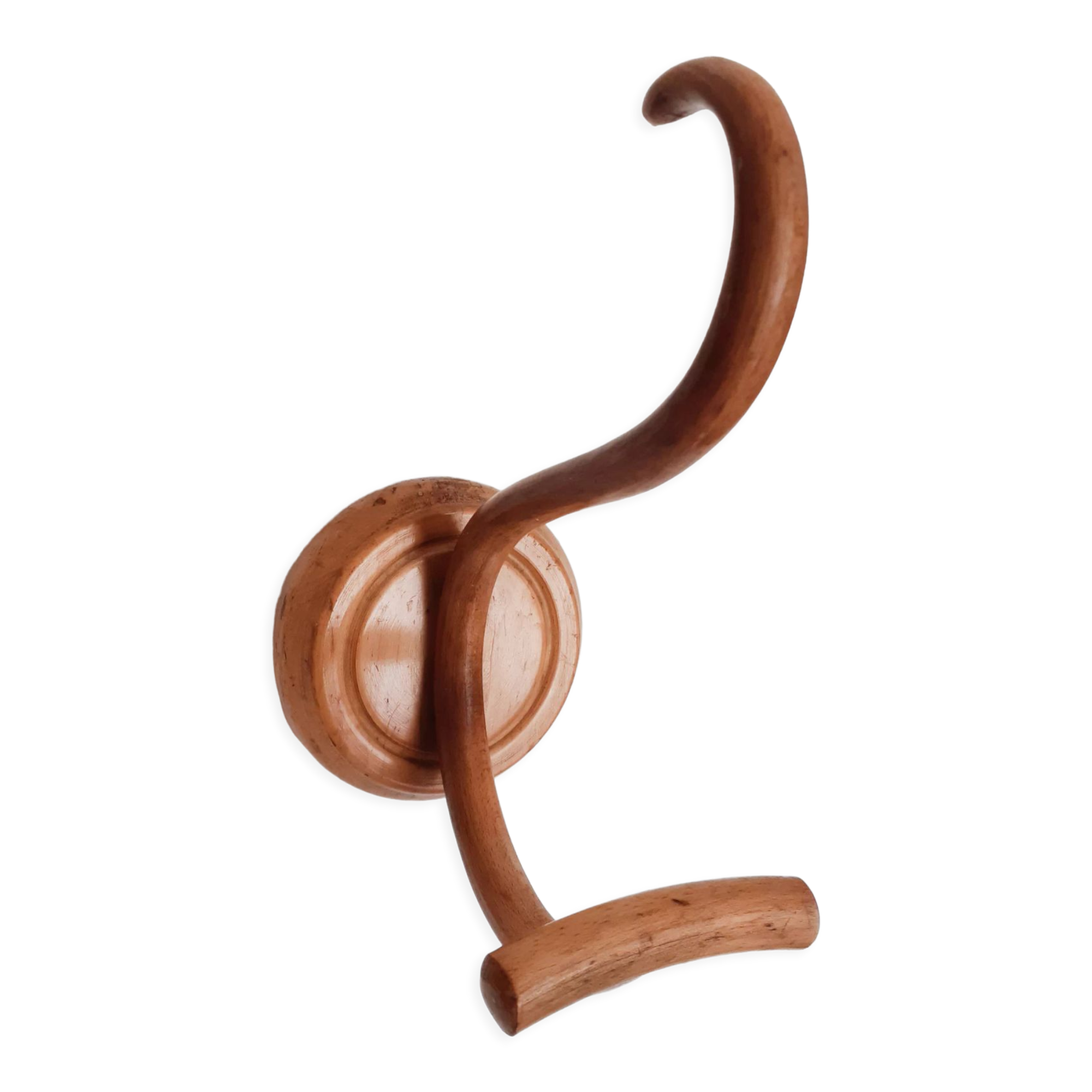 Hook, curved wooden coat rack