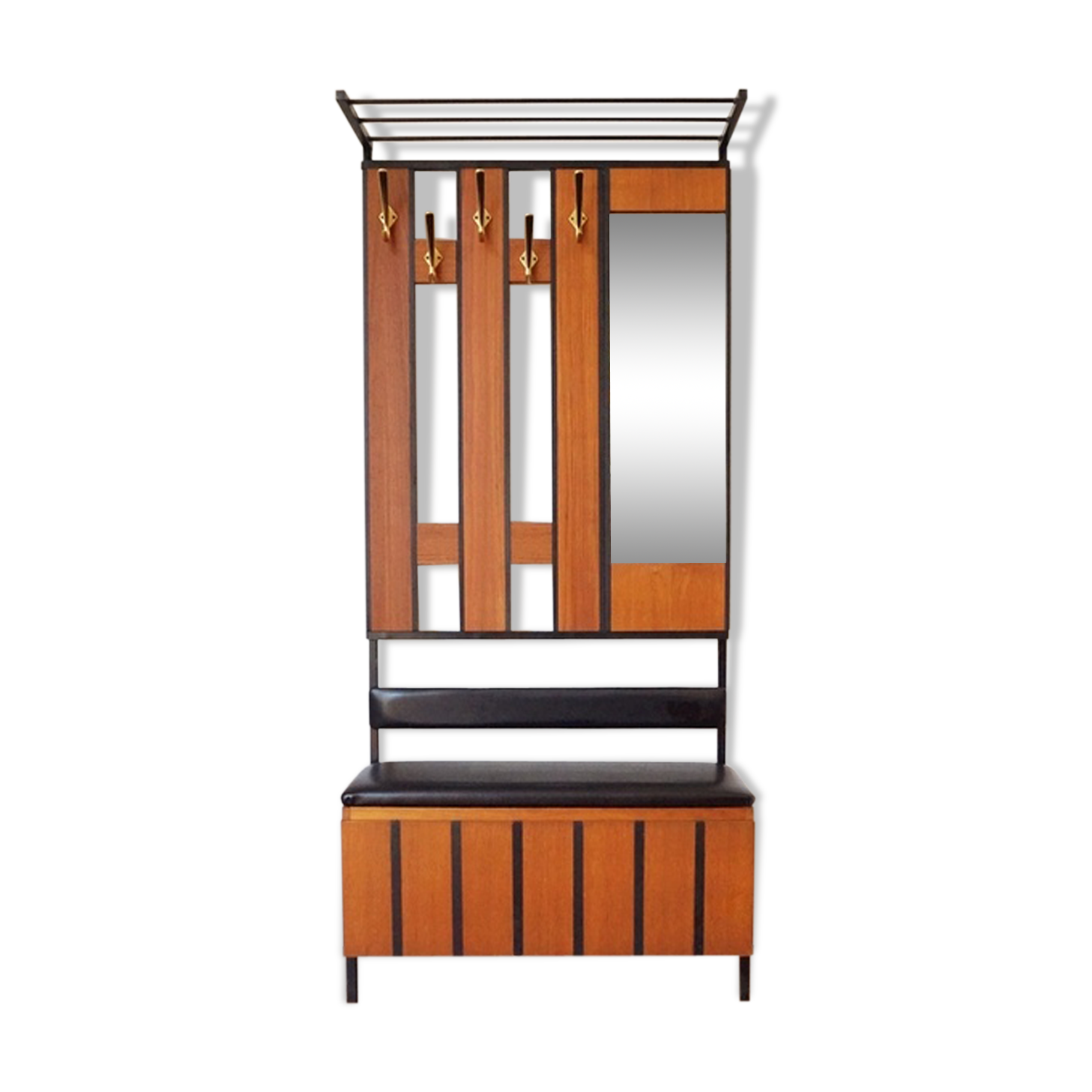 Coat rack with mirror and chest vintage