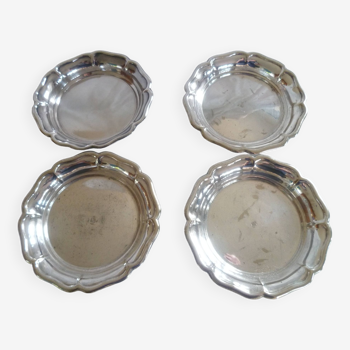 Set of 4 round silver aperitif cups chantourne model