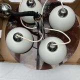 Italian chandelier in opaline and plexiglass 70's