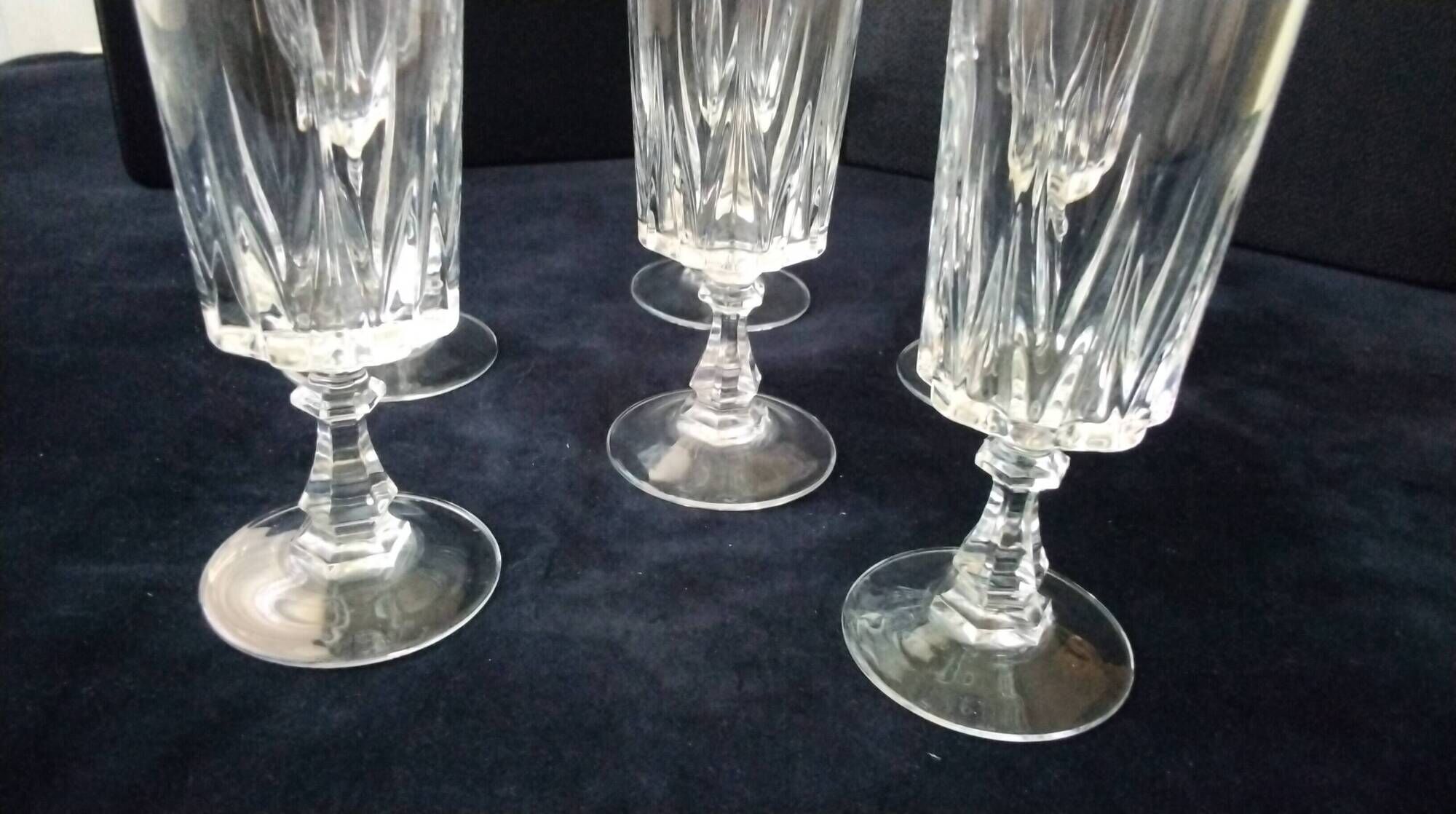 6 Champagne flutes Cristal d'Arques Model Louvre