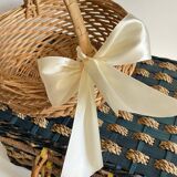 Set of 2 vintage rattan and rope baskets