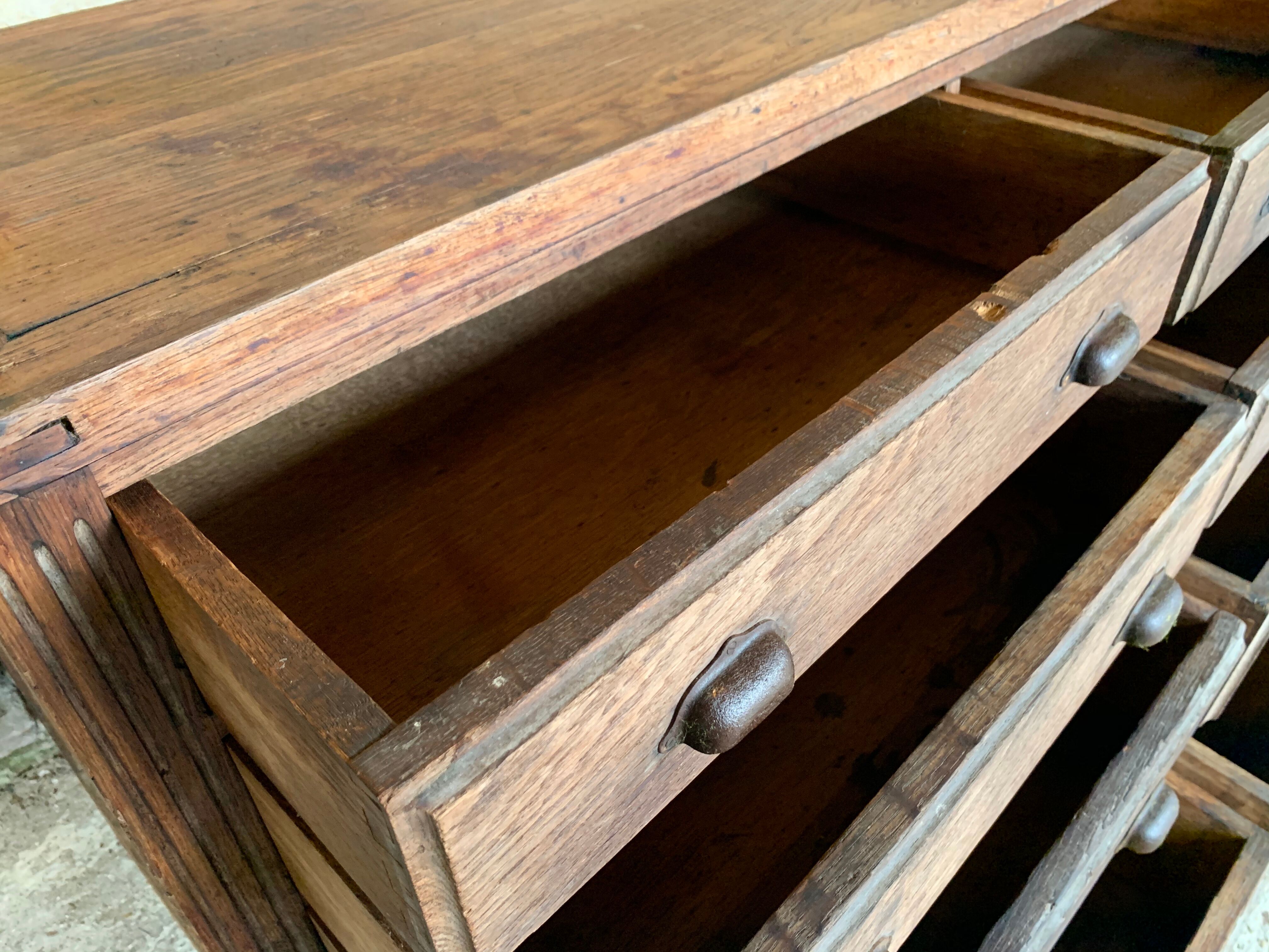 Cabinetmaker's workshop furniture with 12 drawers circa 30's/40's