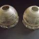 Set of 2 Vintage French Amber Patterned Glass Shades Frilled Edge