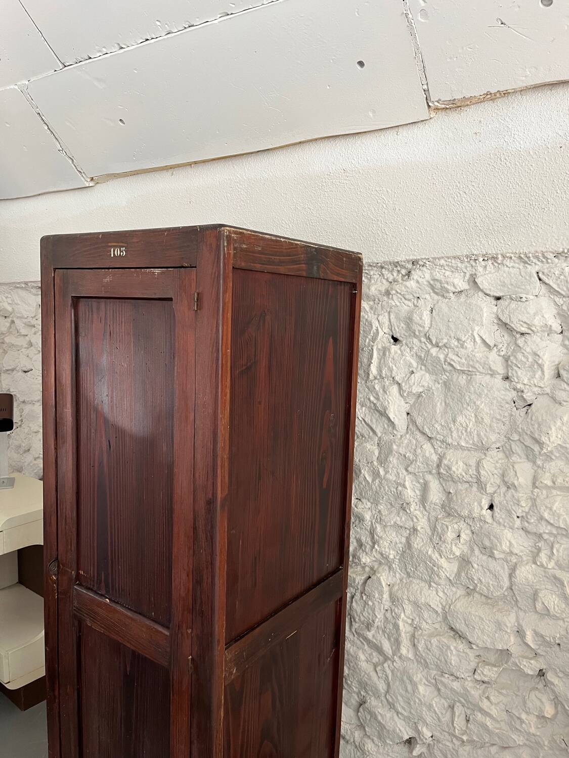 Old wooden school locker room