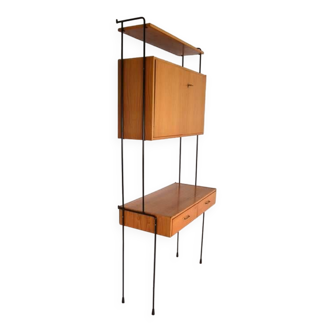 Omnia shelving system / self-supporting modular secretary desk in teak, dating from the 1960s.