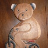 Vintage wooden bicycle bear coat rack