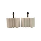 Hollywood regency set of 2 ceramic table Lamps, France 1970s