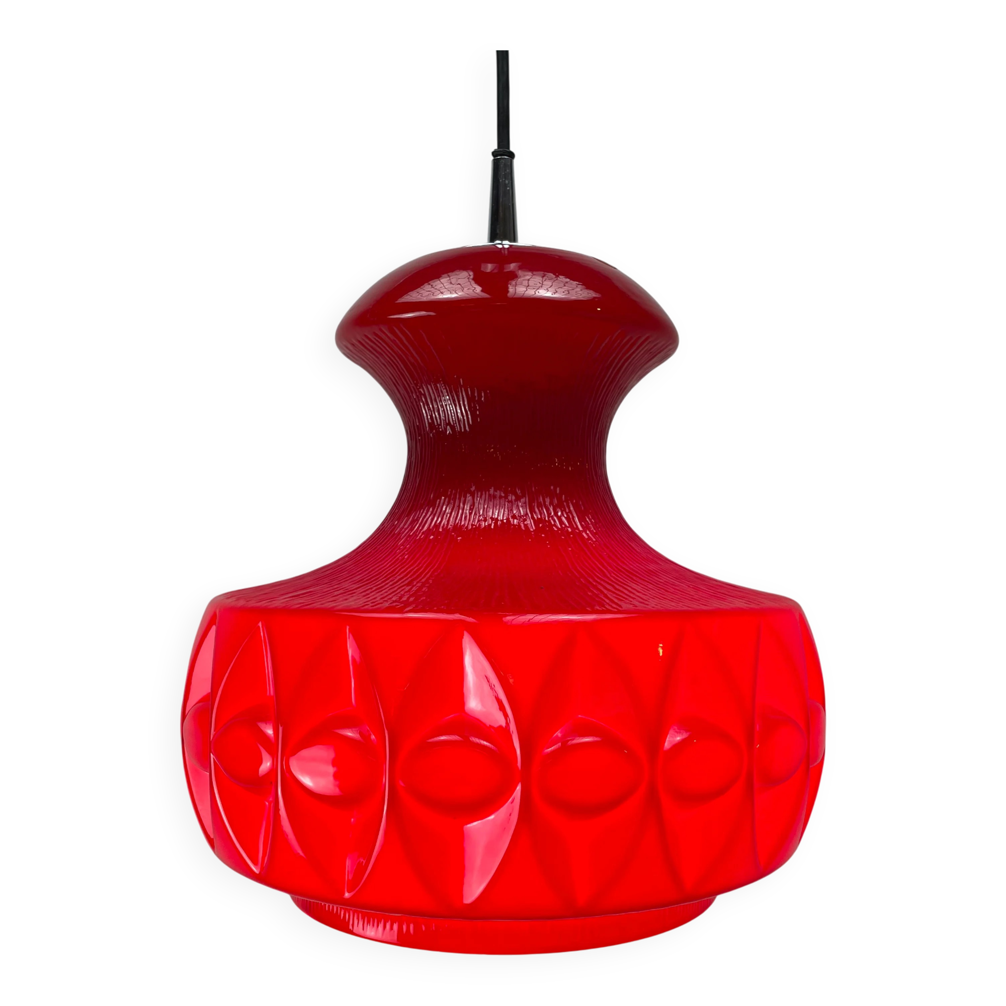 Red glass pendant by Peill and Putzler 1960