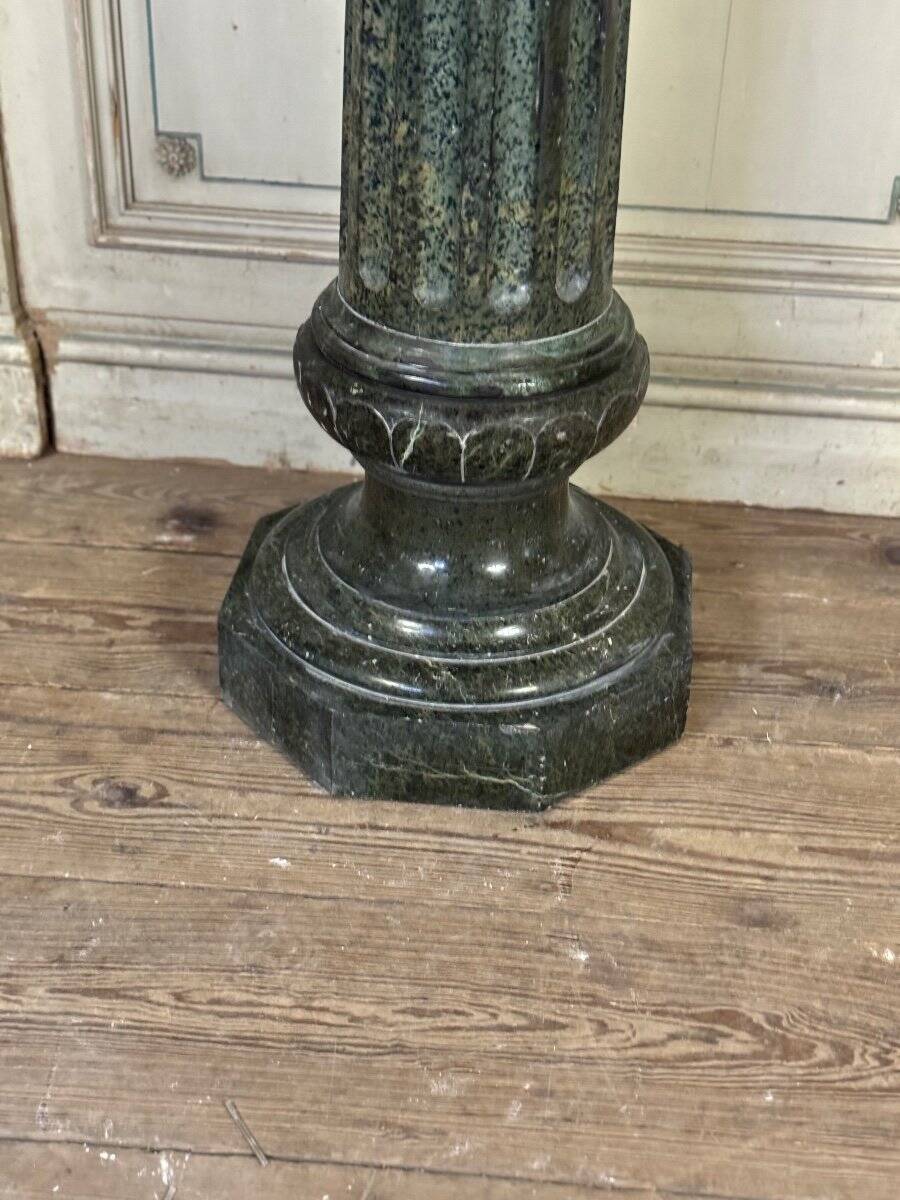 Serpentine Marble Fluted Column, Circa 1880