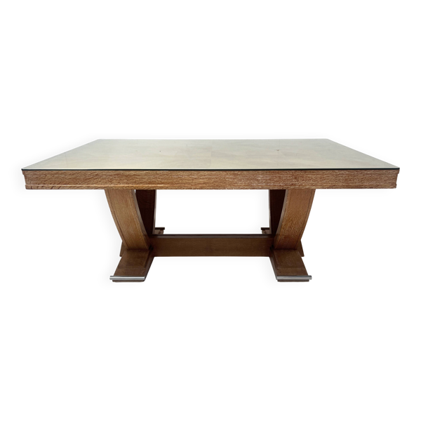 Table bureau Art Déco en chêne cérusé du XX siècle