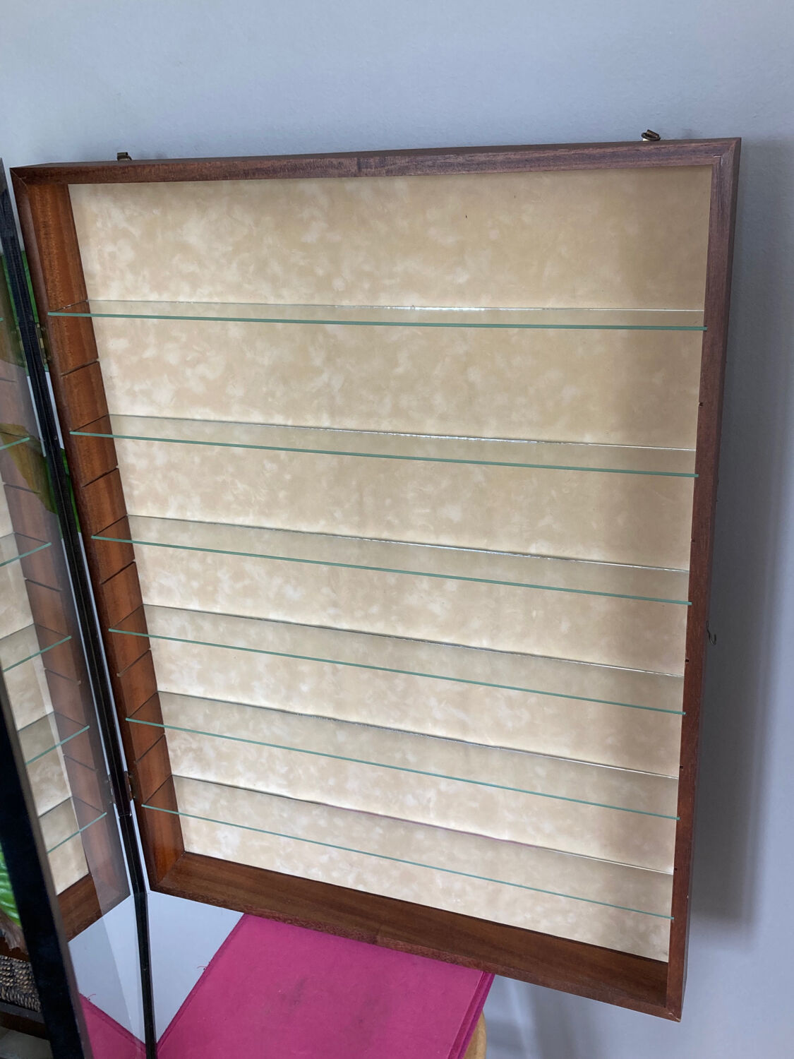 Peli-folies wall showcase in real elm magnifying glass, french manufacture (available)