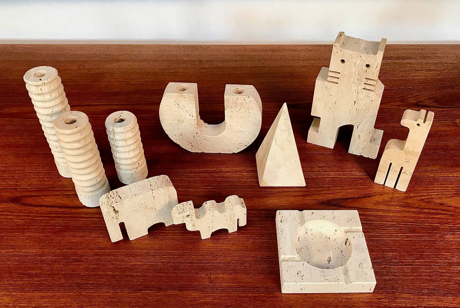 Italian brutalist candleholder by Fratelli Mannelli for Travertino di Rapolano, 1970s