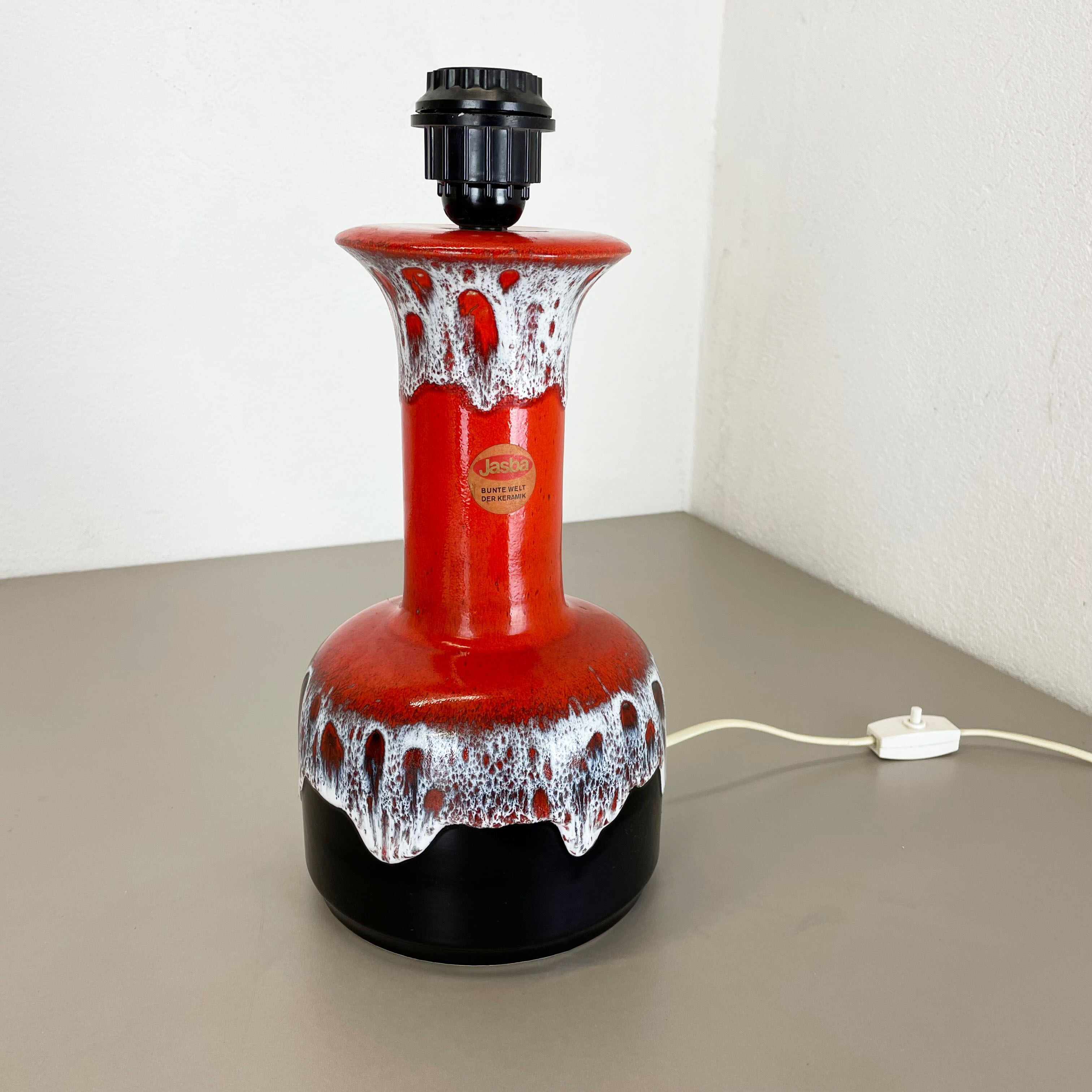 Super Colorful Fat Lava Pottery Table Light Base by Jasba Ceramics Germany 1970s