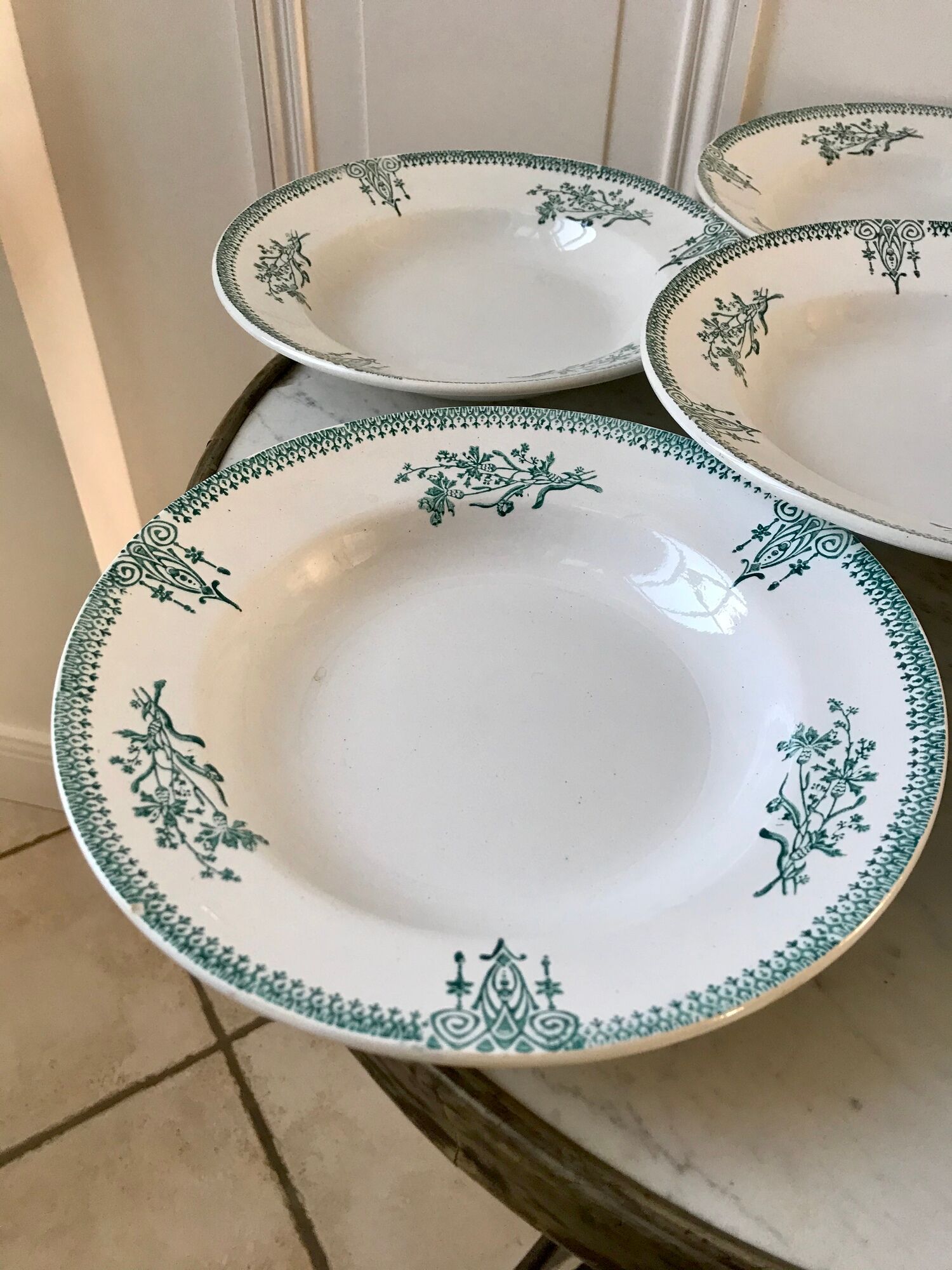 Lot of 6 hollow plates Terre de Fer Saint-Amand late nineteenth