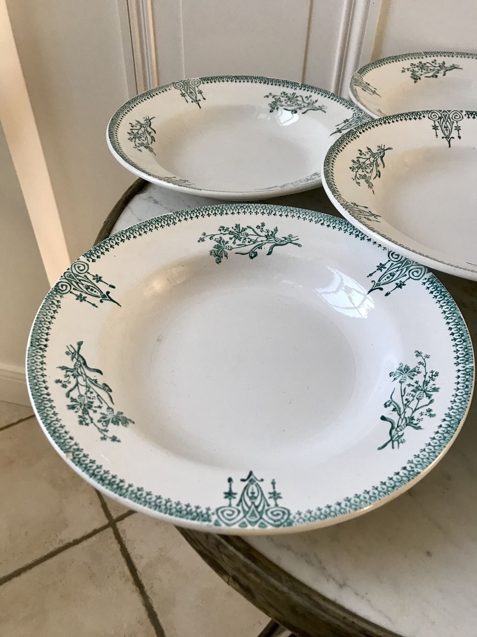 Lot of 6 hollow plates Terre de Fer Saint-Amand late nineteenth