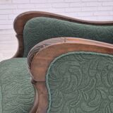 1950s, Danish relax chair, green furniture blend wool fabric, beech wood.