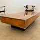 Old Italian design coffee table from the 70s in elm burl and metal / Willy Rizzo