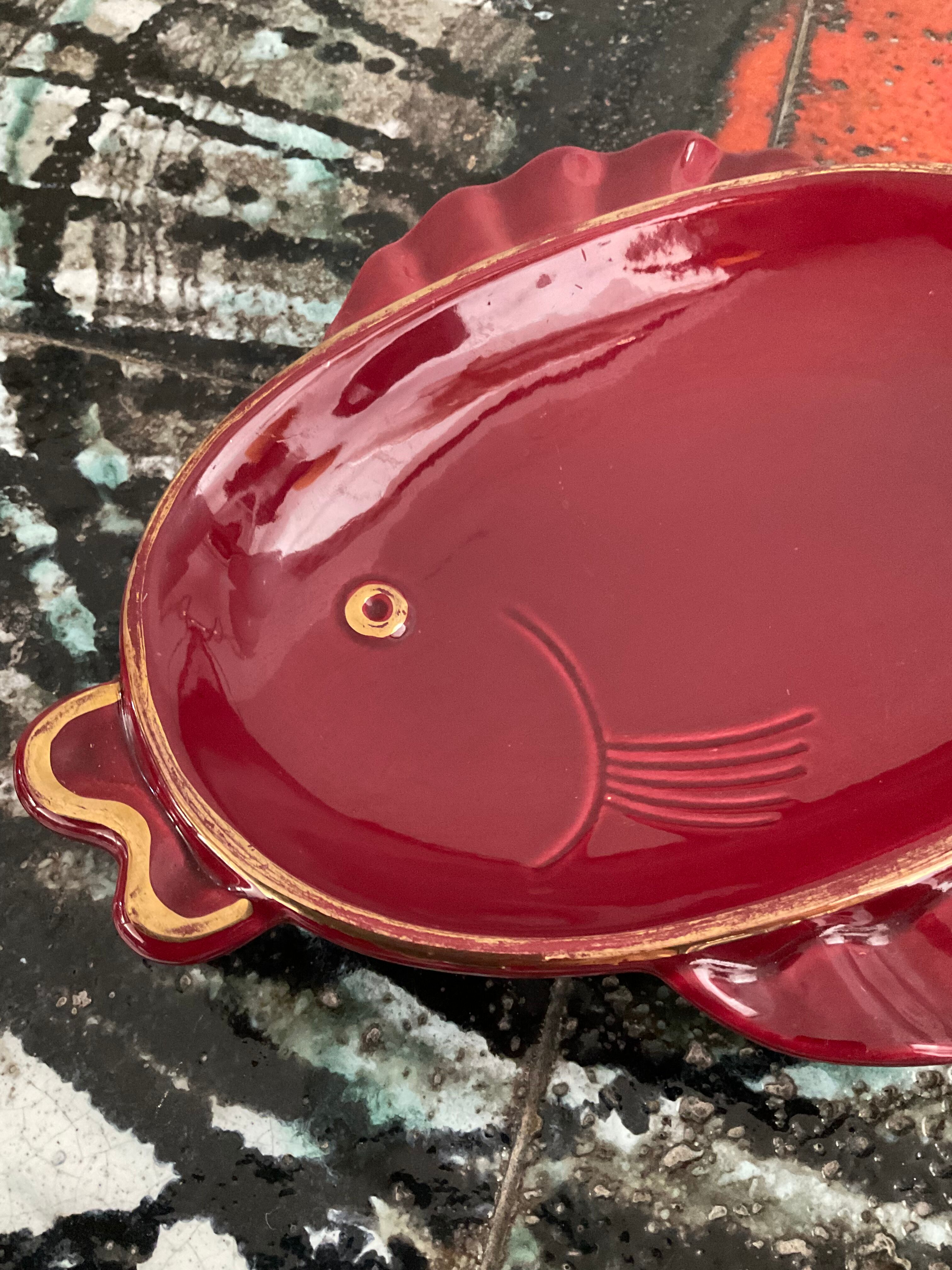 Empty vintage fish bag ceramic from Vallauris