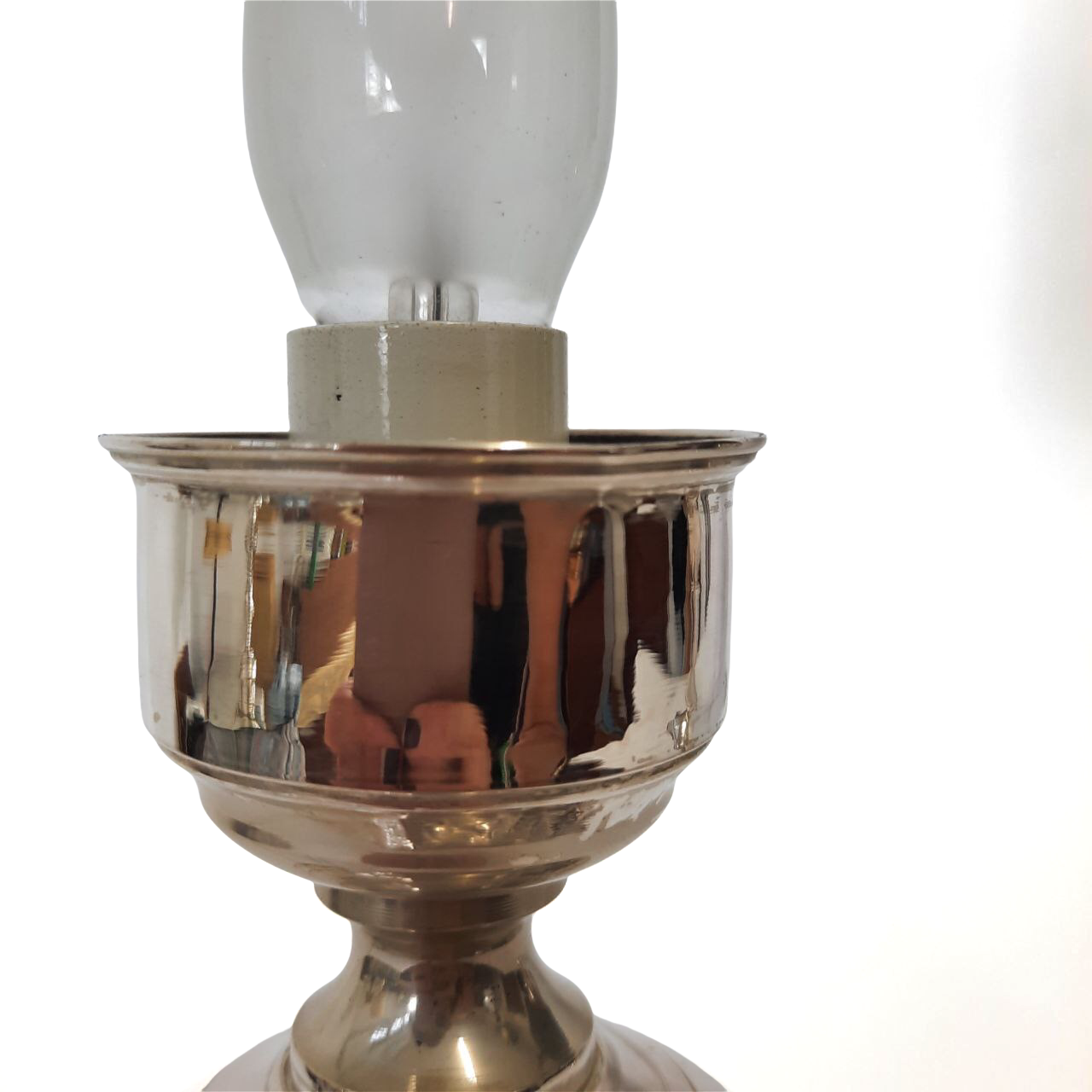 Three vintage bedside lamps in silver