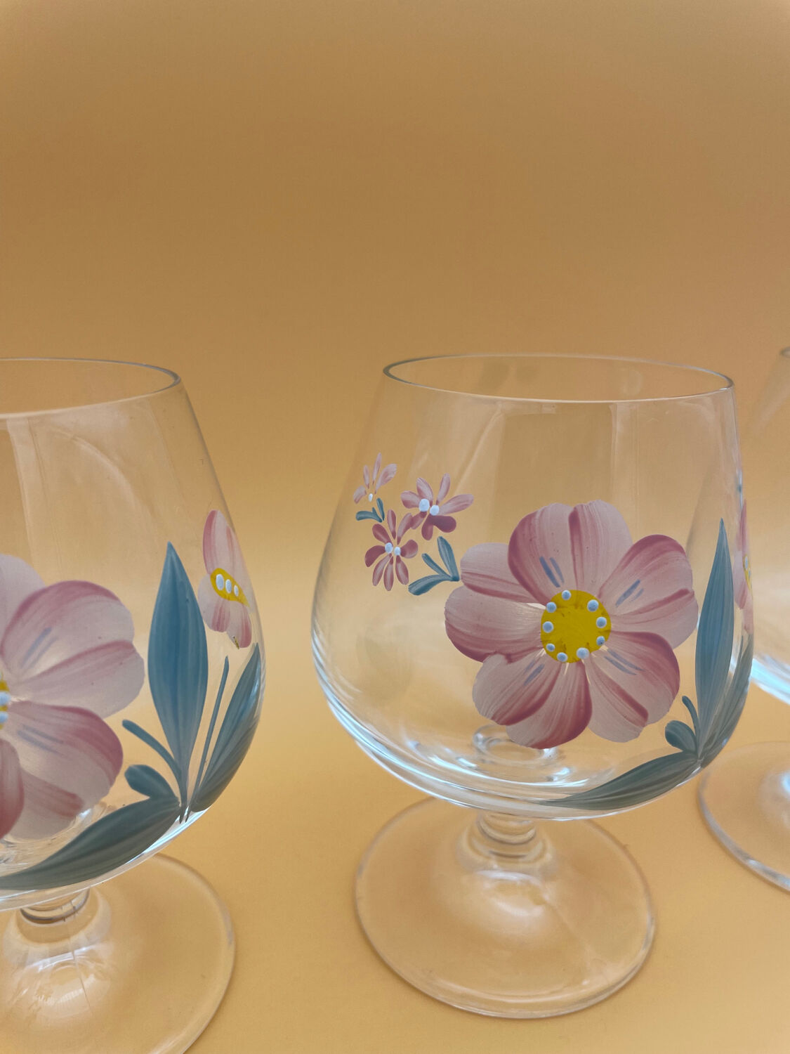 Hand-painted crystal flower balloon foot glasses