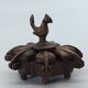 Articulated Kumkum Box in Bronze with Carved Peacock, India 20th Century