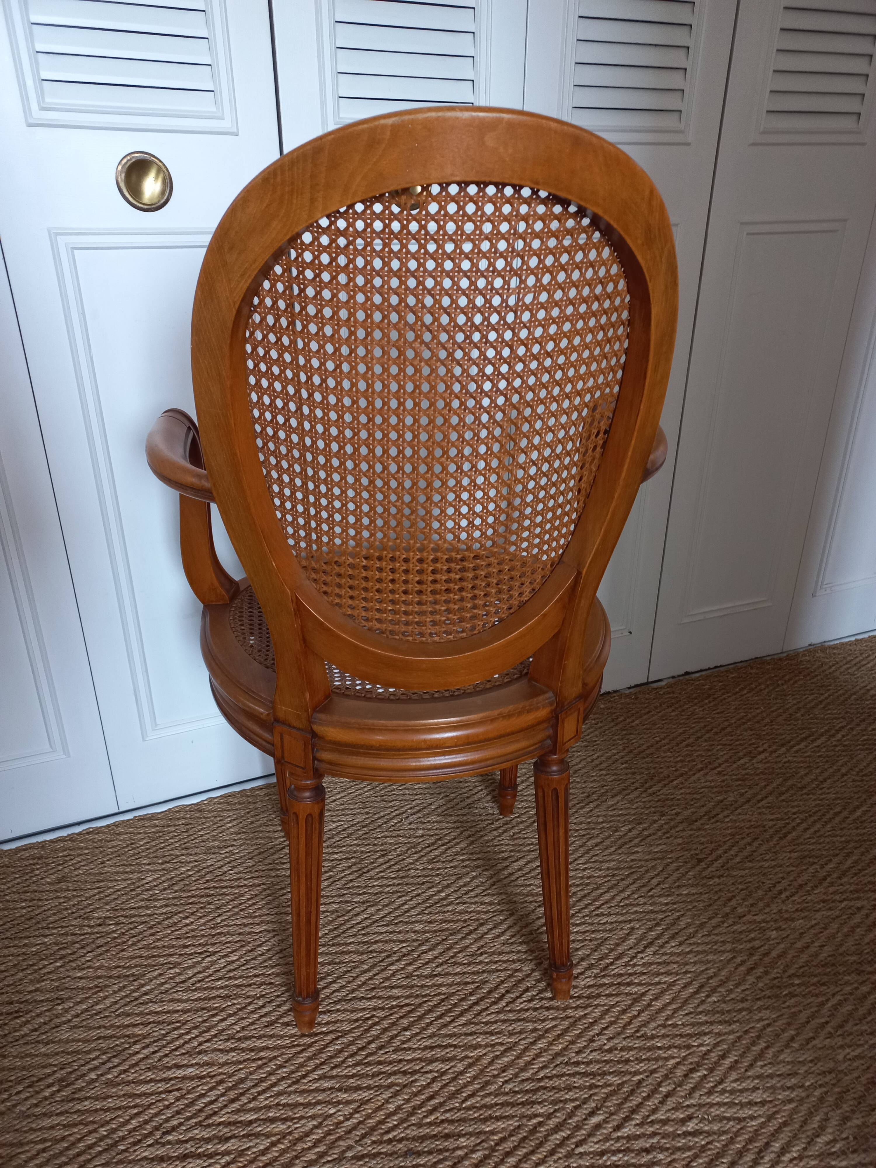 Canned medallion armchair in Louis XVI style