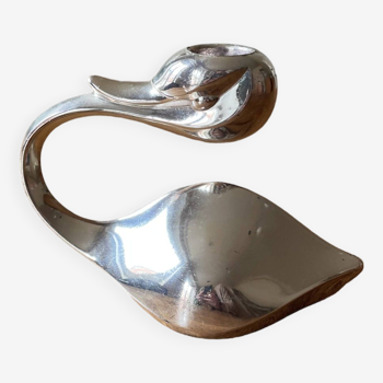 Duck candle holder in chrome metal - 70s, vintage