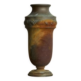 Art Deco vase in patinated metal, unique Wabi-Sabi piece.