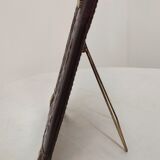 Table mirror embossed leather and bronze, Spain, 1940s