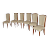 Set of six art-deco flesh in stained beech and ivorian leather