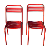 2 chairs Tolix T2 red by Xavier Pauchard