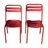 2 chairs Tolix T2 red by Xavier Pauchard