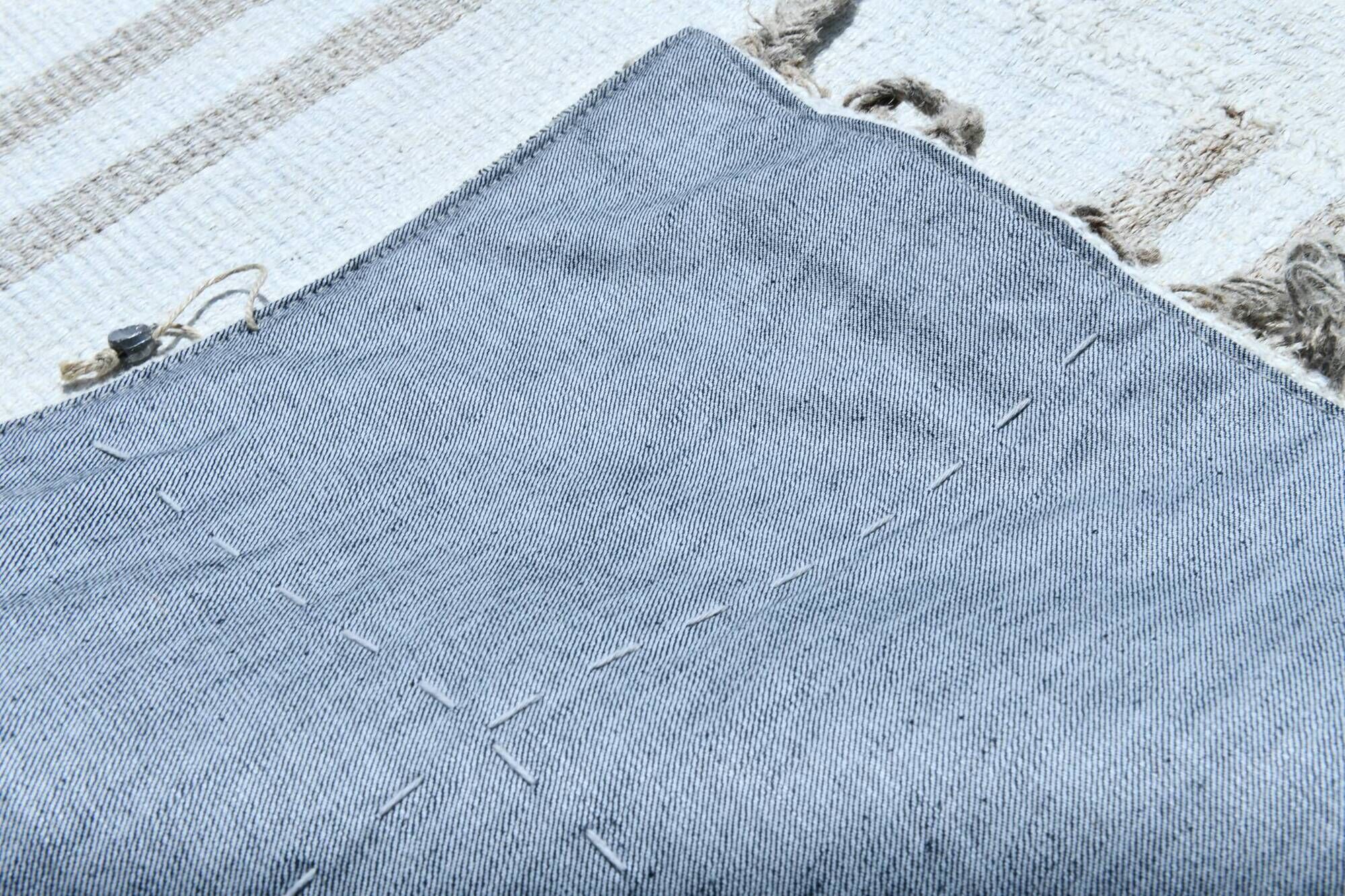 Turkish Vintage Minimalit Striped Kilim Rug, Handmade Oushak Wool Carpet