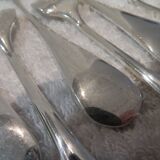 12 silver-plated oyster forks, Ercuis goldsmith, baguette-shaped, 14.3 cm