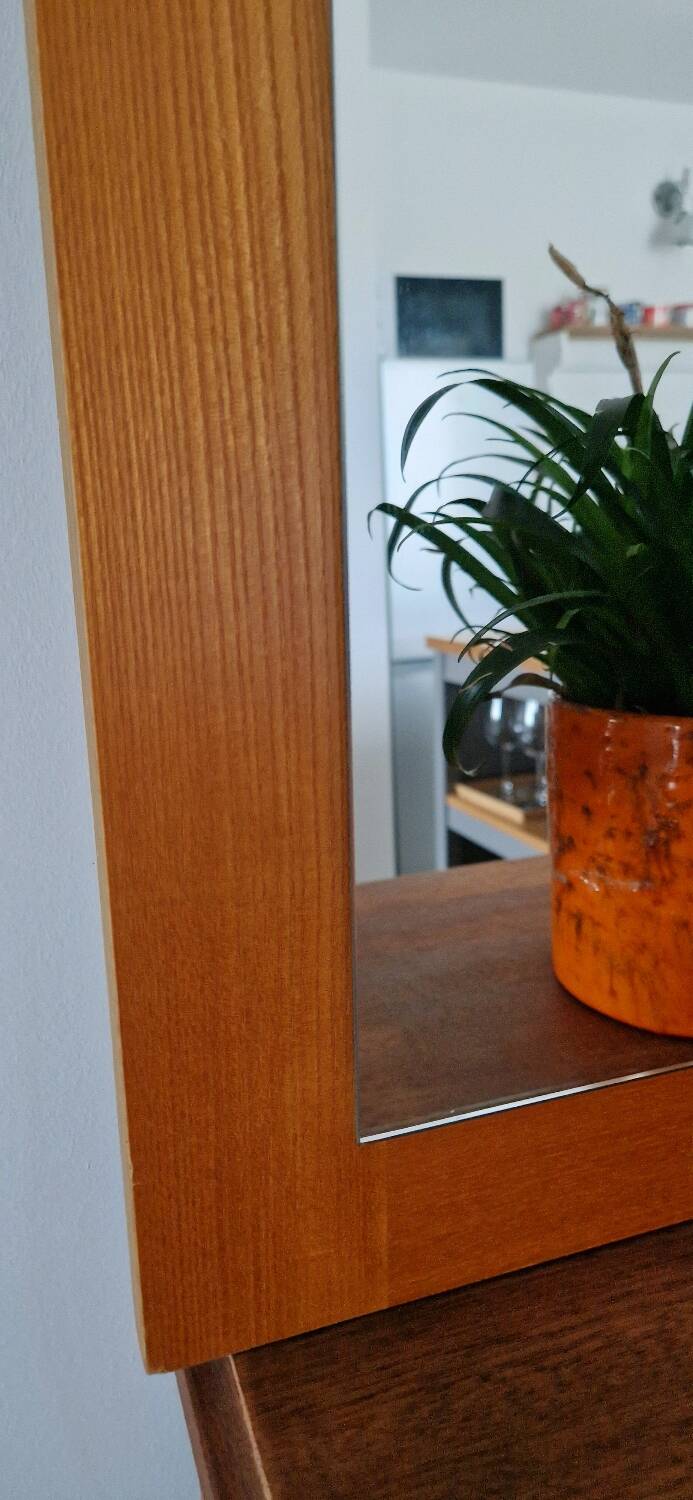 Scandinavian vintage wooden mirror