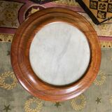 Bedside table in flamed mahogany and white marble