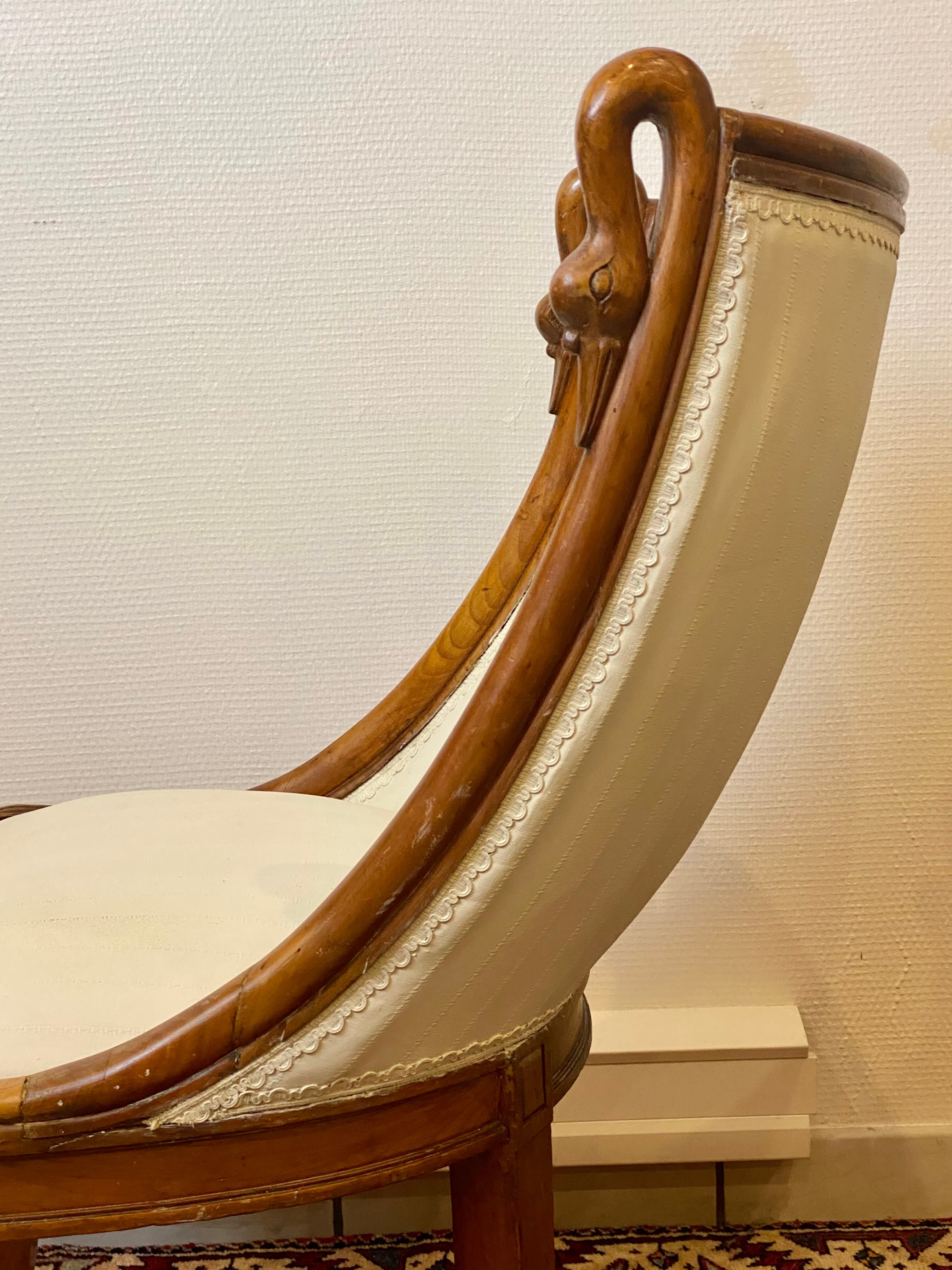 Pair of Chairs Rising Swan Collar Restoration Period