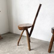 Trio de chaises d'alpage en pin massif, France, années 1950