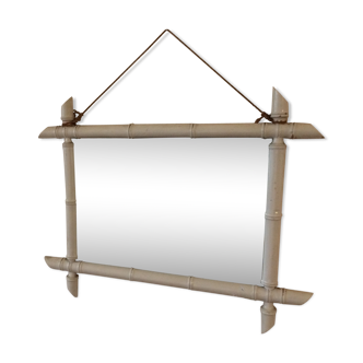 Miroir ancien bambou blanc