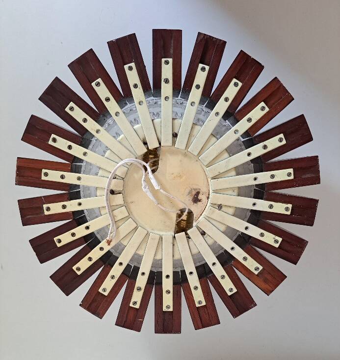 Glass and wood ceiling light