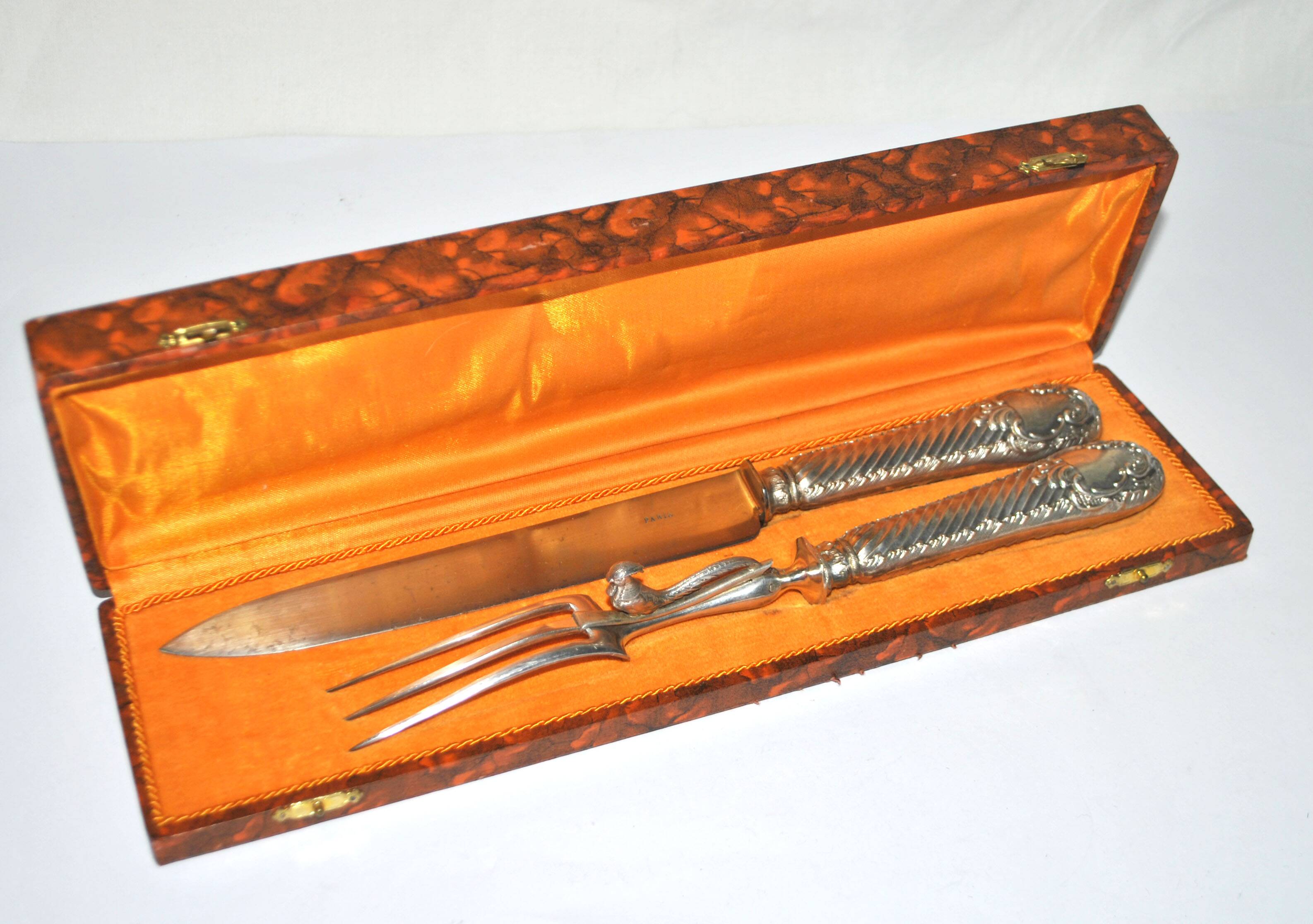 Rococo service cutlery in SILVER Minerve Armand Frenais 1900 Serving knife and fork