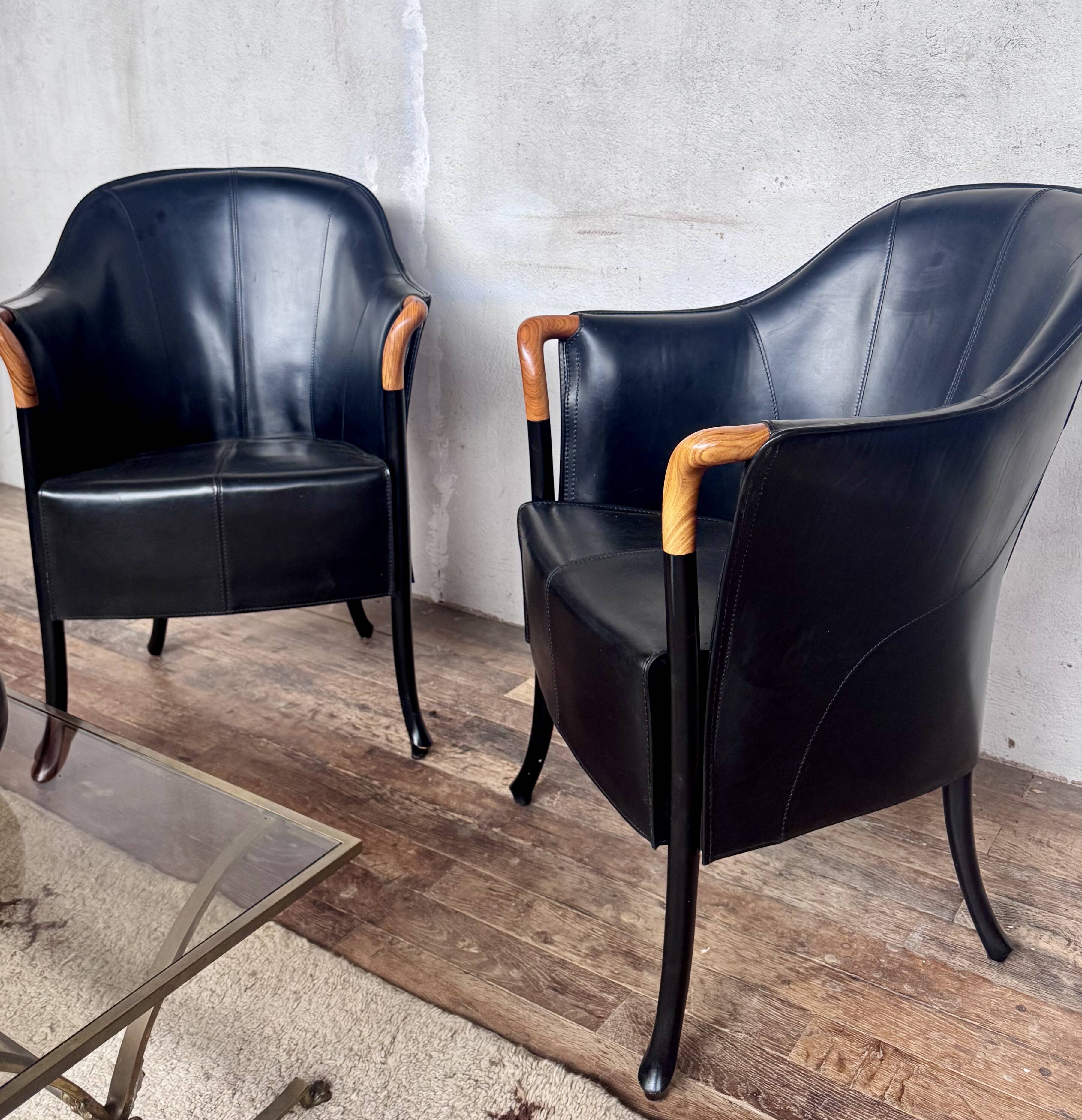 2 designer armchairs by Umberto Asnago for Giorgetti Italy