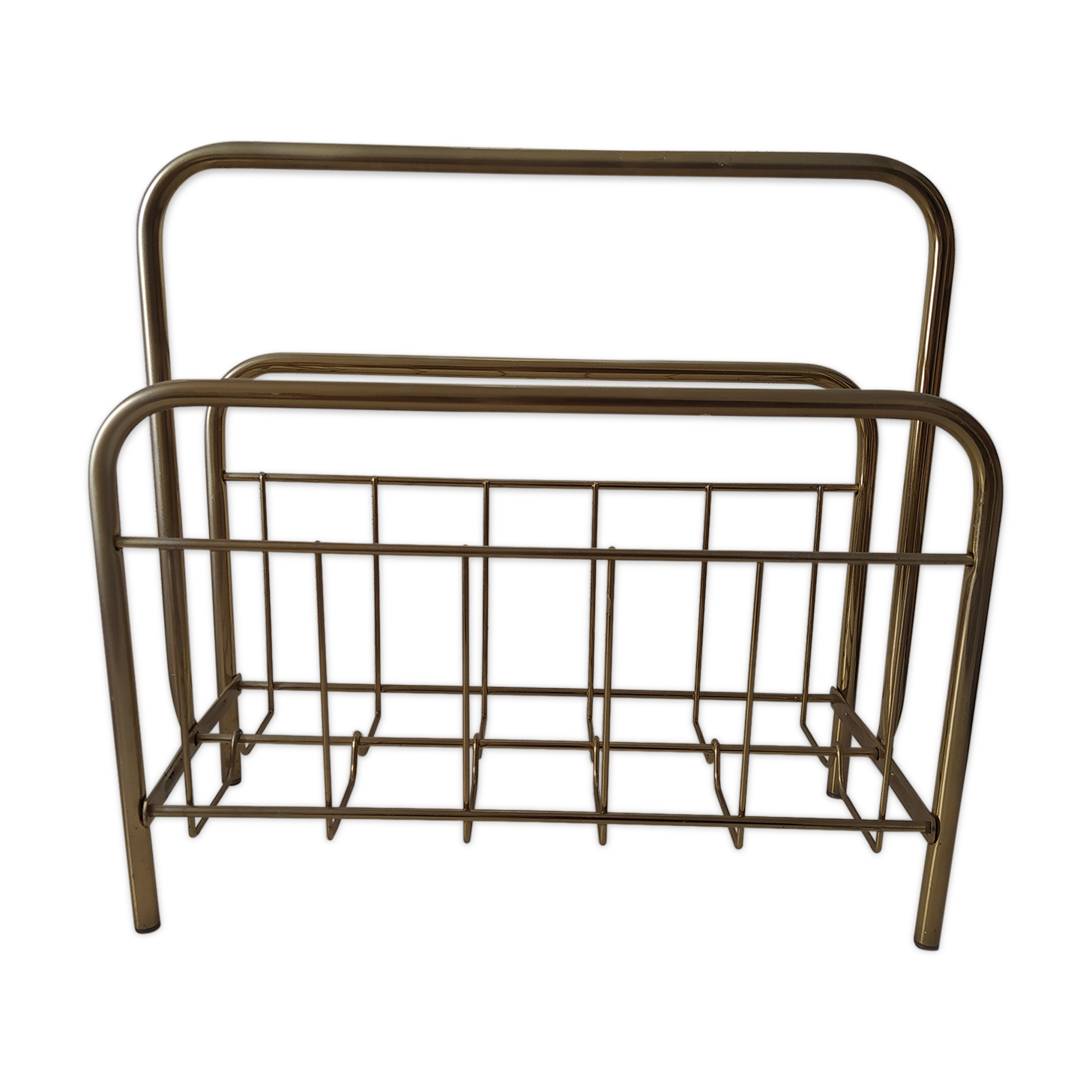 Vintage magazine holder in golden brass