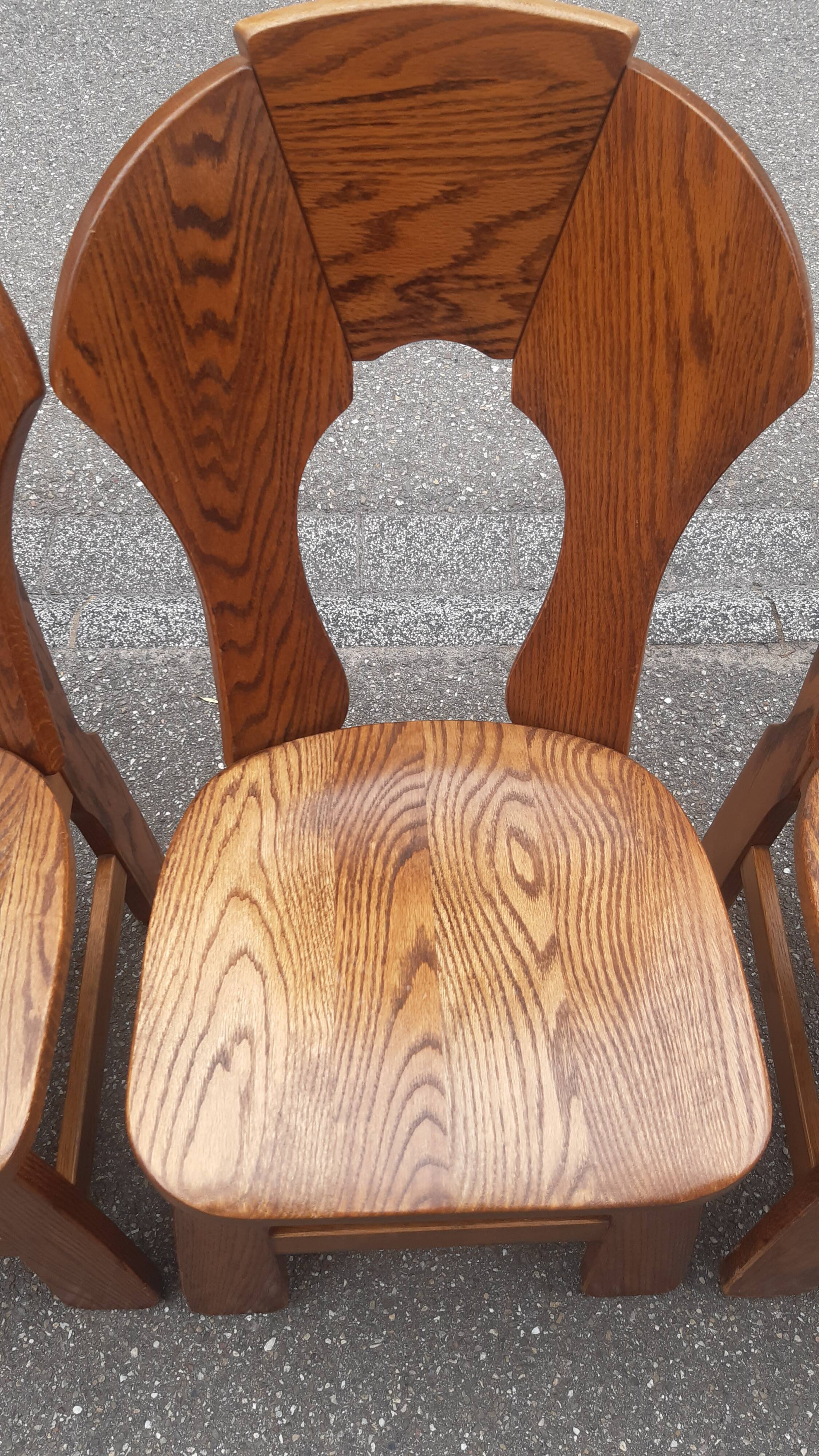 Brutalist chairs in solid oak mountain chalet decor