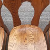 Brutalist chairs in solid oak mountain chalet decor