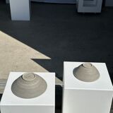 Duo of gray Indonesian ceramic bowls or salad bowls