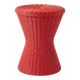 Vintage hourglass stool in red wicker or woven rattan.