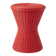 Vintage hourglass stool in red wicker or woven rattan.