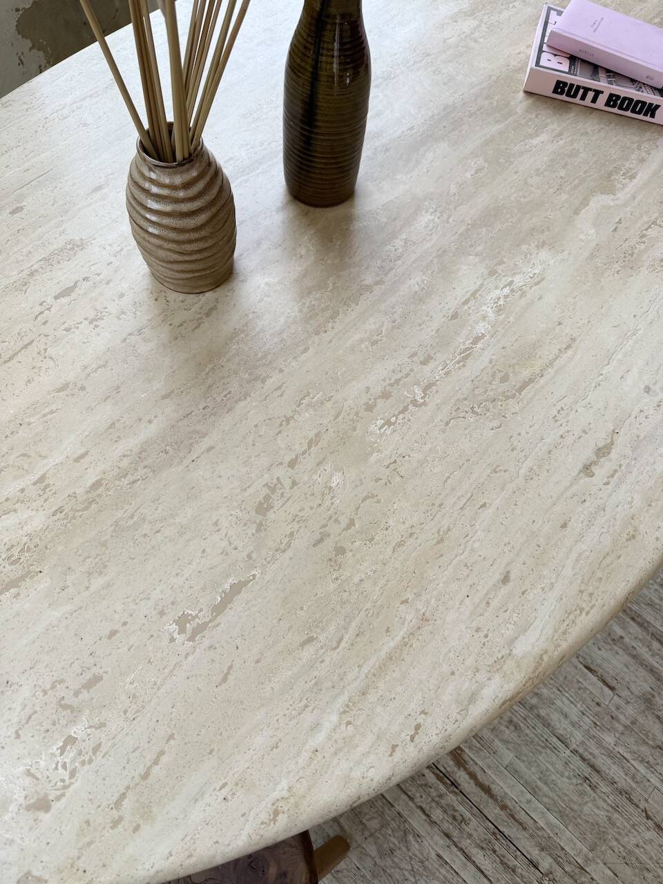Travertine dining table 1970 Italy Tobia Scarpa